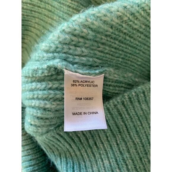 VTG 90s y2k Green Knit Cropped Sweater Mutton Sleeves Cable Argyle Cardigan Med - Picture 7 of 16